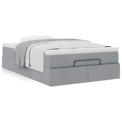 vidaXL Ottoman-Bett mit Matratze Hellgrau 120x200 cm Stoff