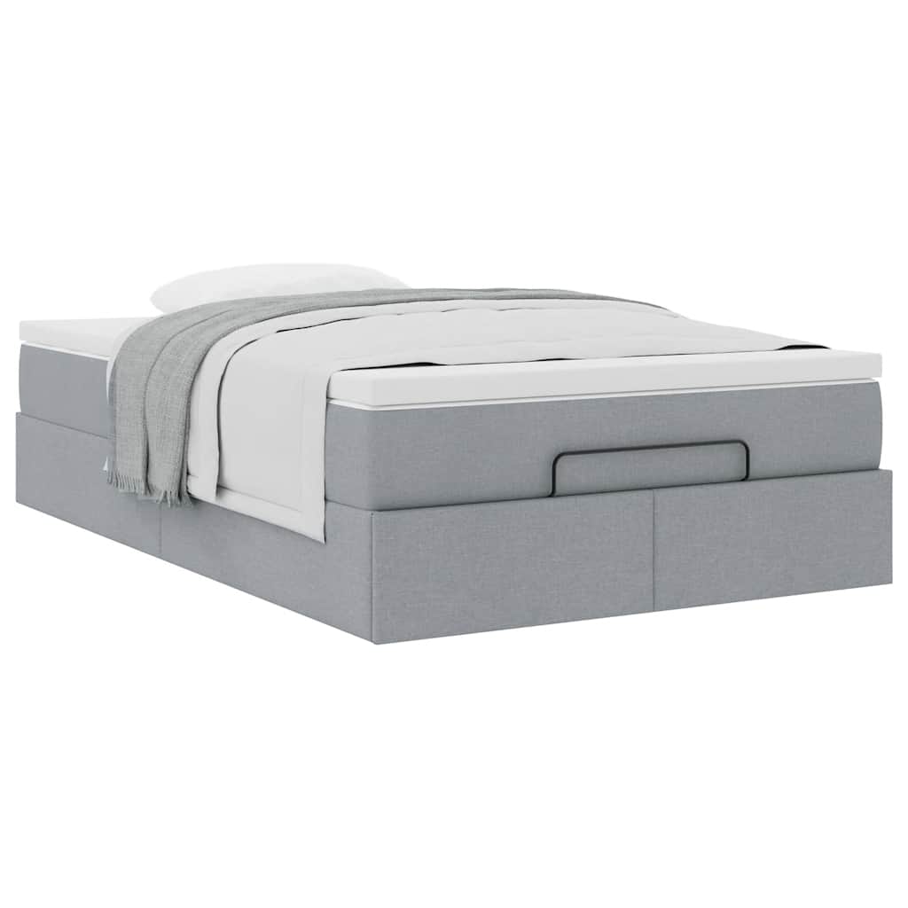 vidaXL Ottoman-Bett mit Matratze Hellgrau 120x200 cm Stoff