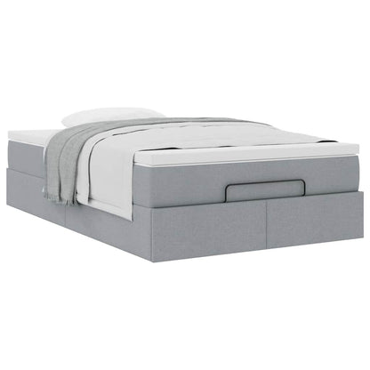 vidaXL Ottoman-Bett mit Matratze Hellgrau 120x200 cm Stoff