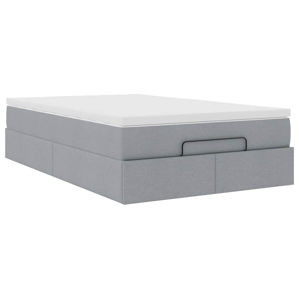 vidaXL Ottoman-Bett mit Matratze Hellgrau 120x200 cm Stoff