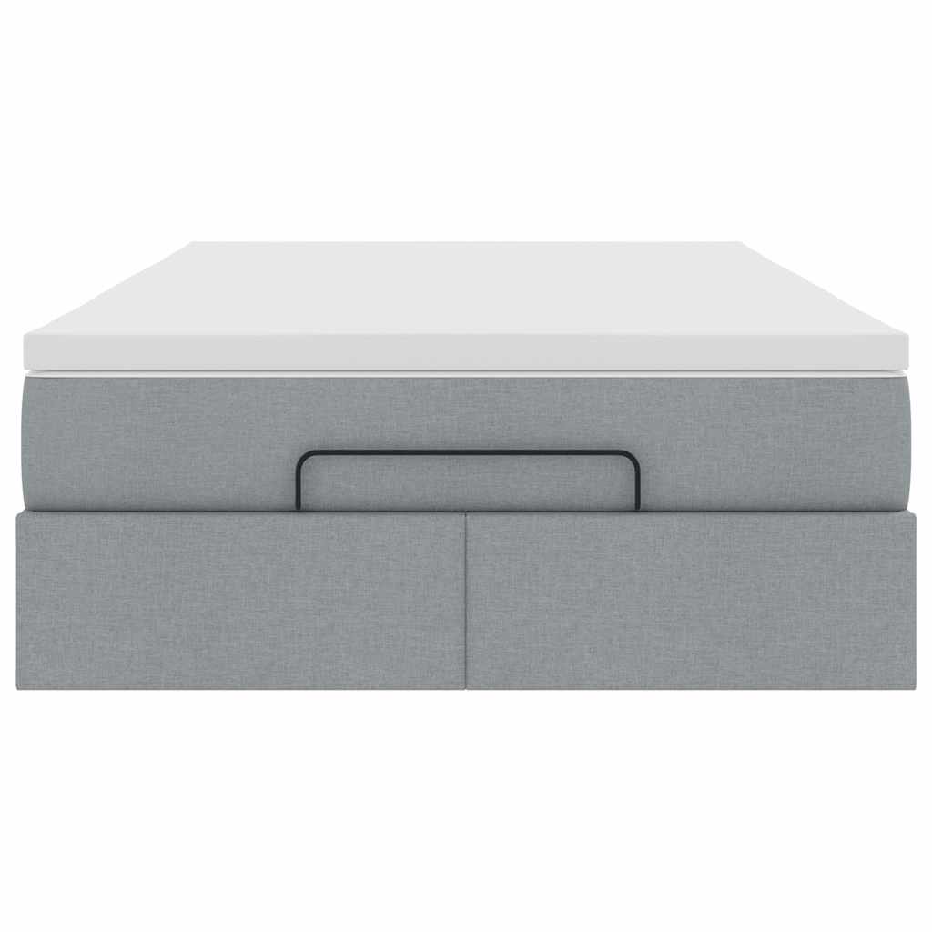 vidaXL Ottoman-Bett mit Matratze Hellgrau 120x200 cm Stoff