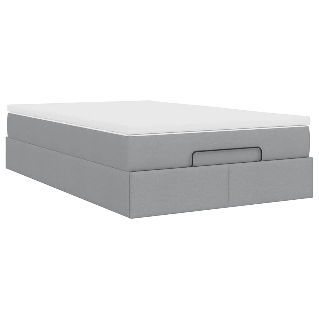 vidaXL Ottoman-Bett mit Matratze Hellgrau 120x200 cm Stoff