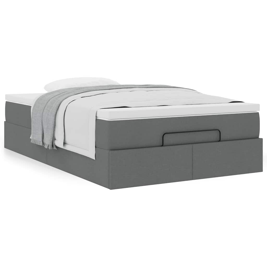vidaXL Ottoman-Bett mit Matratze Dunkelgrau 120x200 cm Stoff