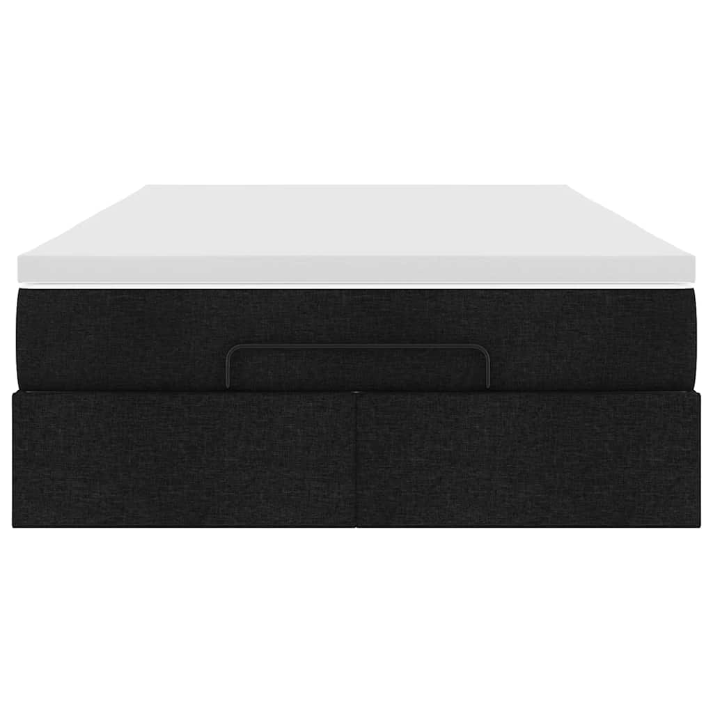 vidaXL Ottoman-Bett mit Matratze Schwarz 120x200 cm Stoff