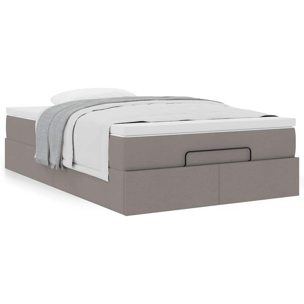 vidaXL Ottoman-Bett mit Matratze Taupe 120x200 cm Stoff
