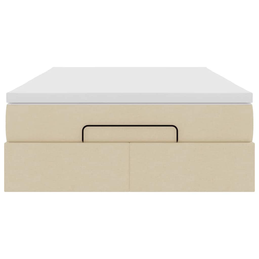 vidaXL Ottoman-Bett mit Matratze Creme 120x200 cm Stoff