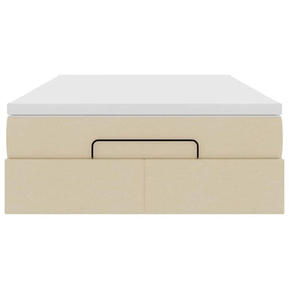 vidaXL Ottoman-Bett mit Matratze Creme 120x200 cm Stoff