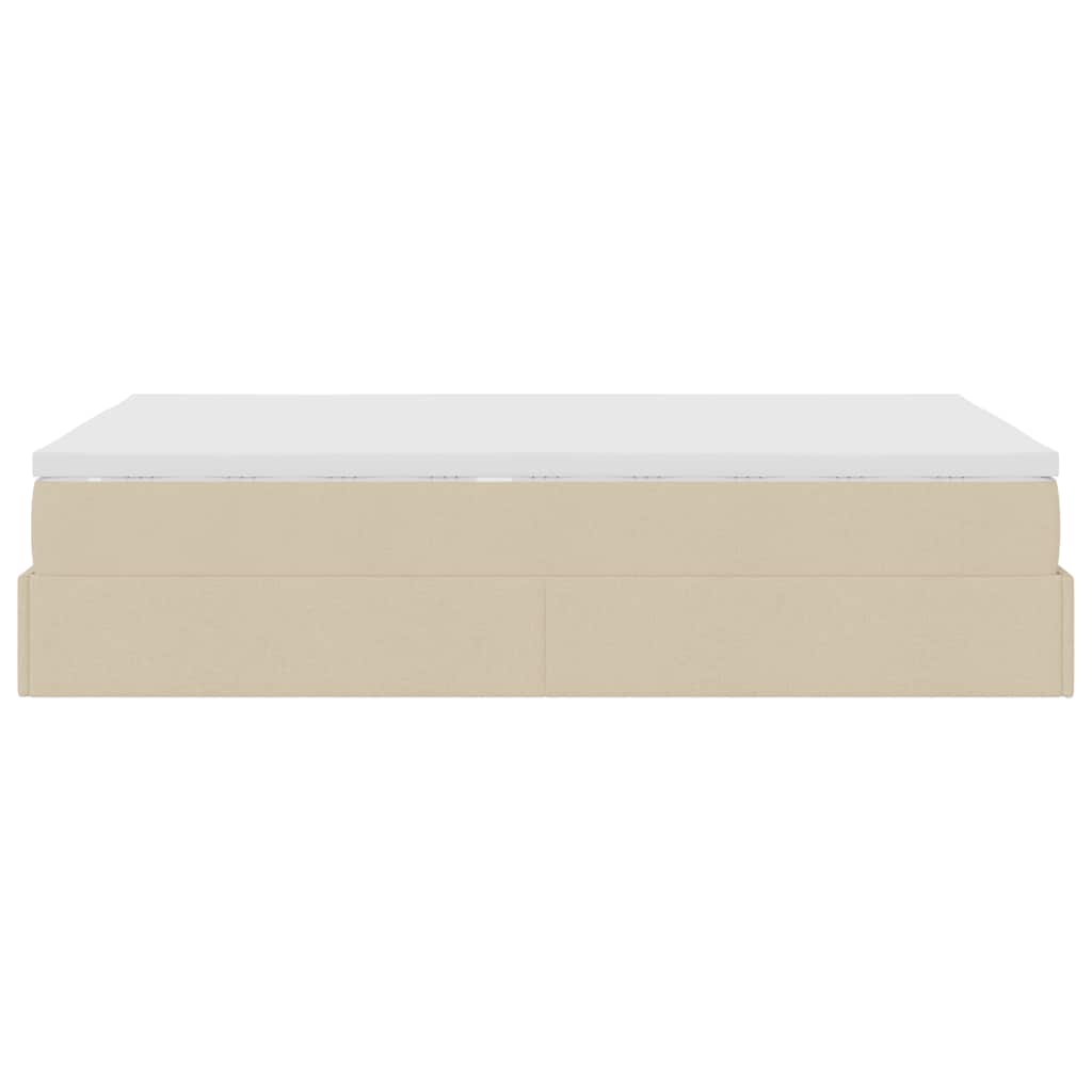 vidaXL Ottoman-Bett mit Matratze Creme 120x200 cm Stoff