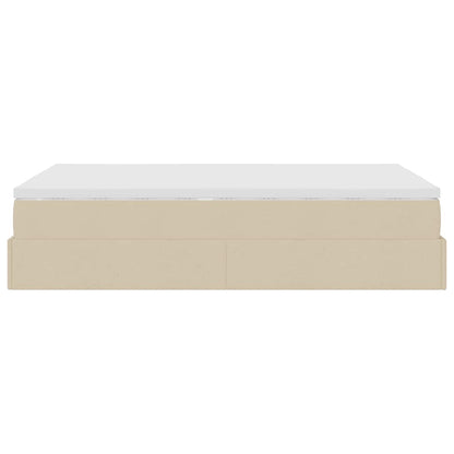 vidaXL Ottoman-Bett mit Matratze Creme 120x200 cm Stoff