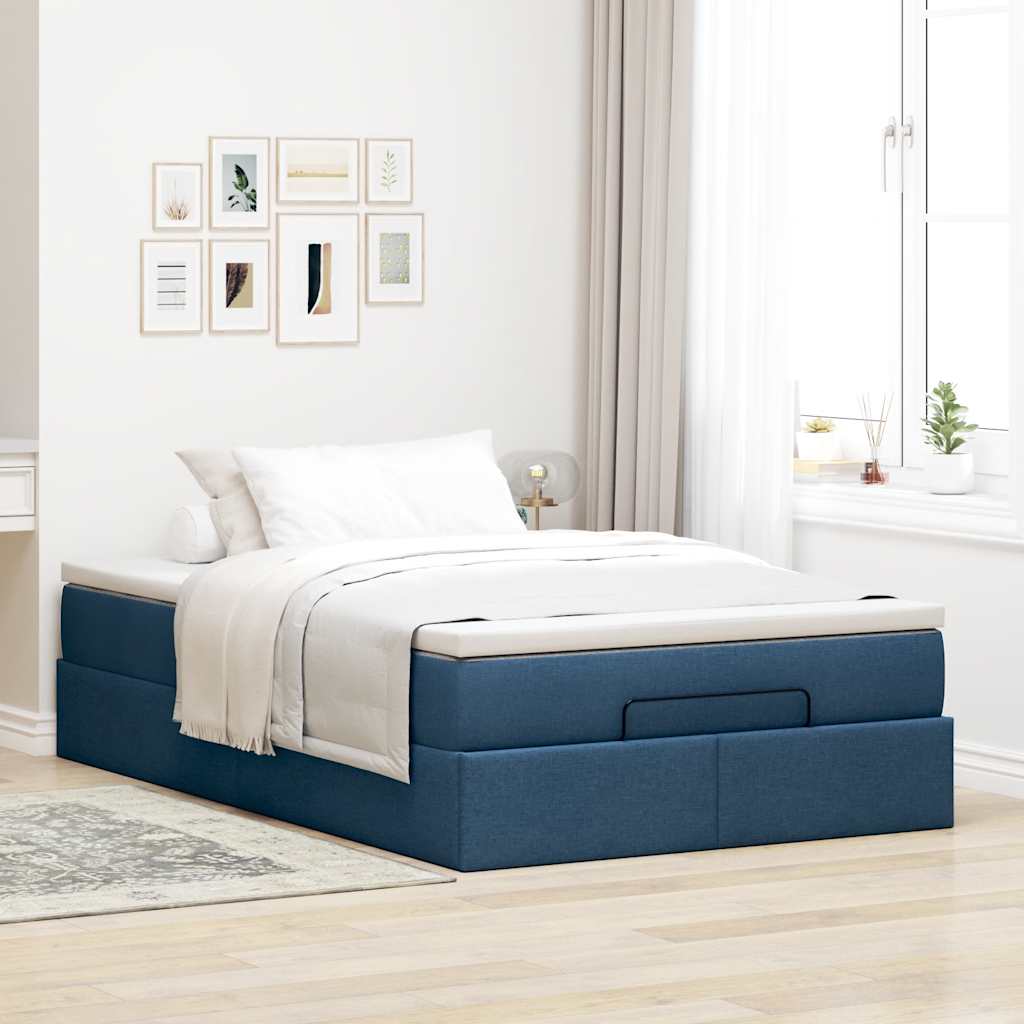 vidaXL Lit ottoman avec matelas Bleu 120x200 cm Tissu
