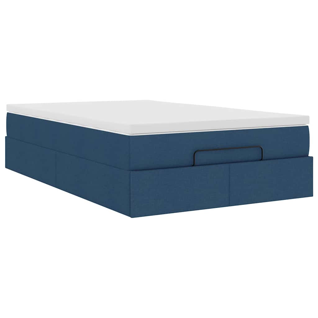 vidaXL Lit ottoman avec matelas Bleu 120x200 cm Tissu