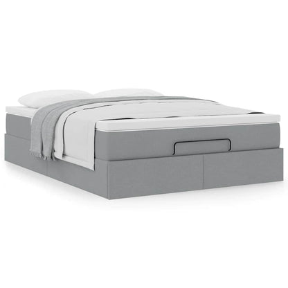 vidaXL Ottoman-Bett mit Matratze Hellgrau 140x190 cm Stoff