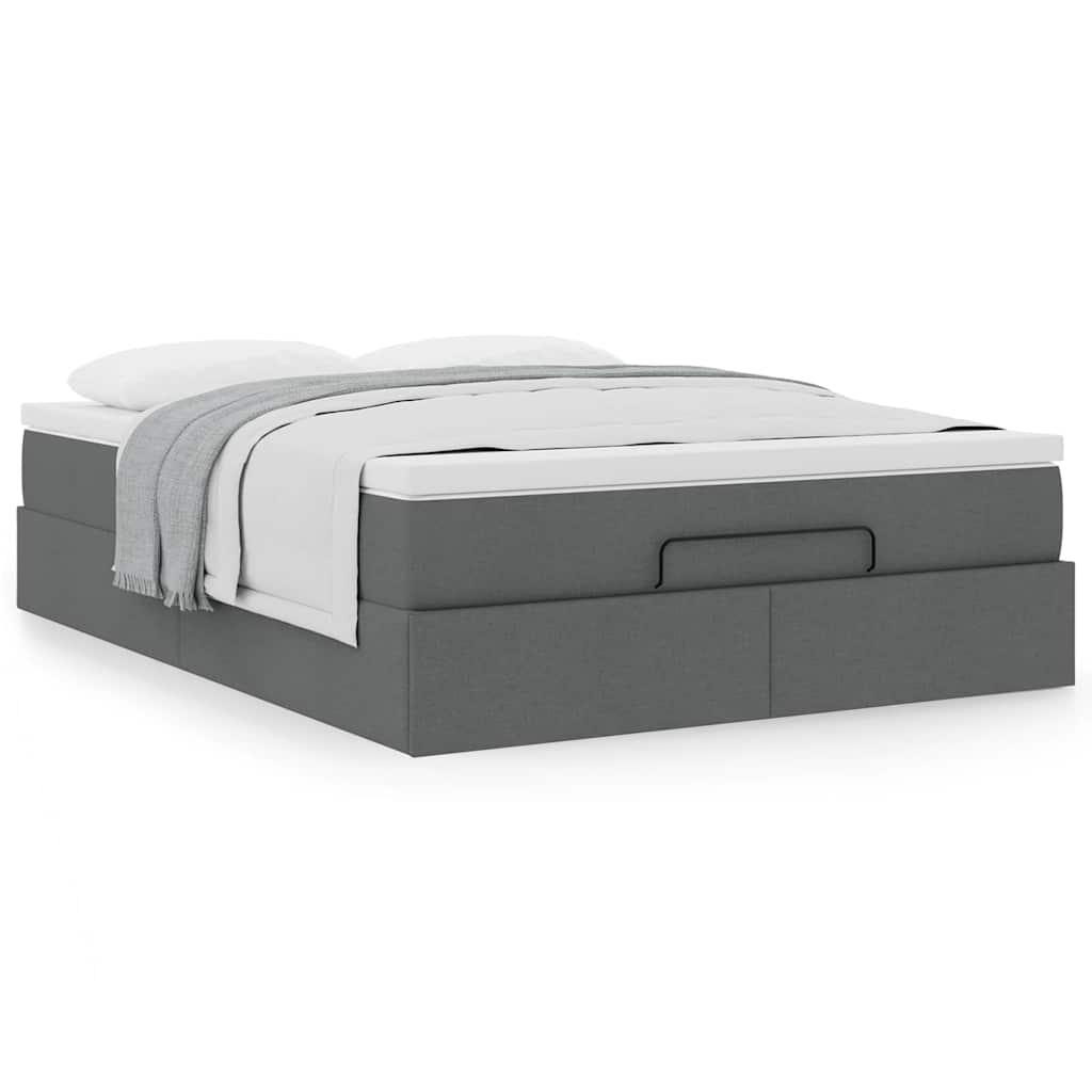 vidaXL Ottoman-Bett mit Matratze Dunkelgrau 140x190 cm Stoff