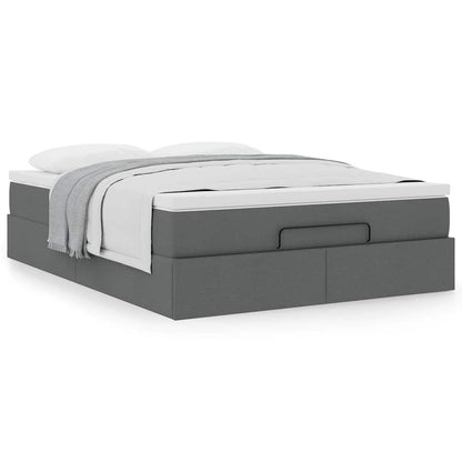 vidaXL Ottoman-Bett mit Matratze Dunkelgrau 140x190 cm Stoff