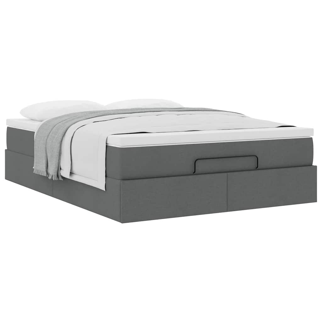 vidaXL Ottoman-Bett mit Matratze Dunkelgrau 140x190 cm Stoff