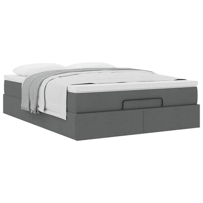vidaXL Ottoman-Bett mit Matratze Dunkelgrau 140x190 cm Stoff
