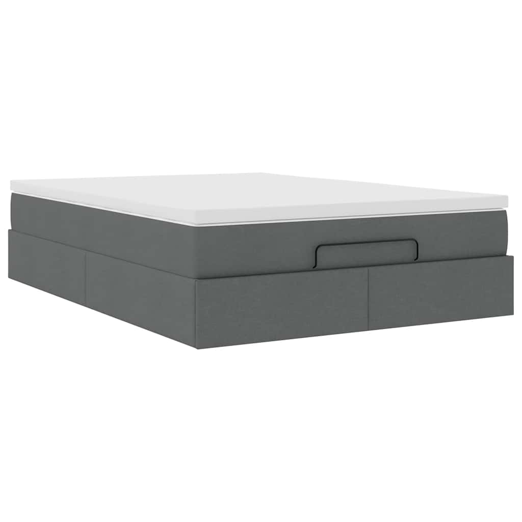 vidaXL Ottoman-Bett mit Matratze Dunkelgrau 140x190 cm Stoff