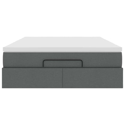 vidaXL Ottoman-Bett mit Matratze Dunkelgrau 140x190 cm Stoff