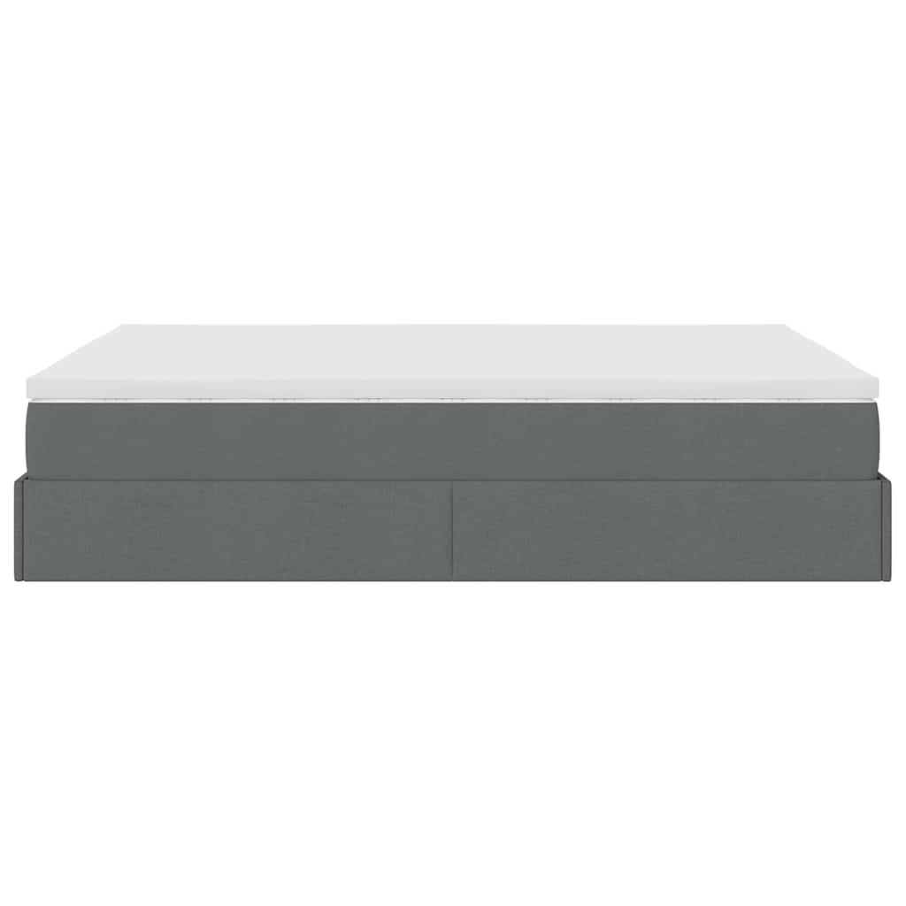 vidaXL Ottoman-Bett mit Matratze Dunkelgrau 140x190 cm Stoff