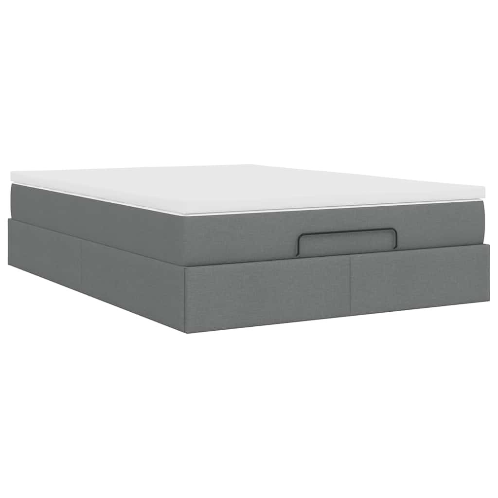vidaXL Ottoman-Bett mit Matratze Dunkelgrau 140x190 cm Stoff