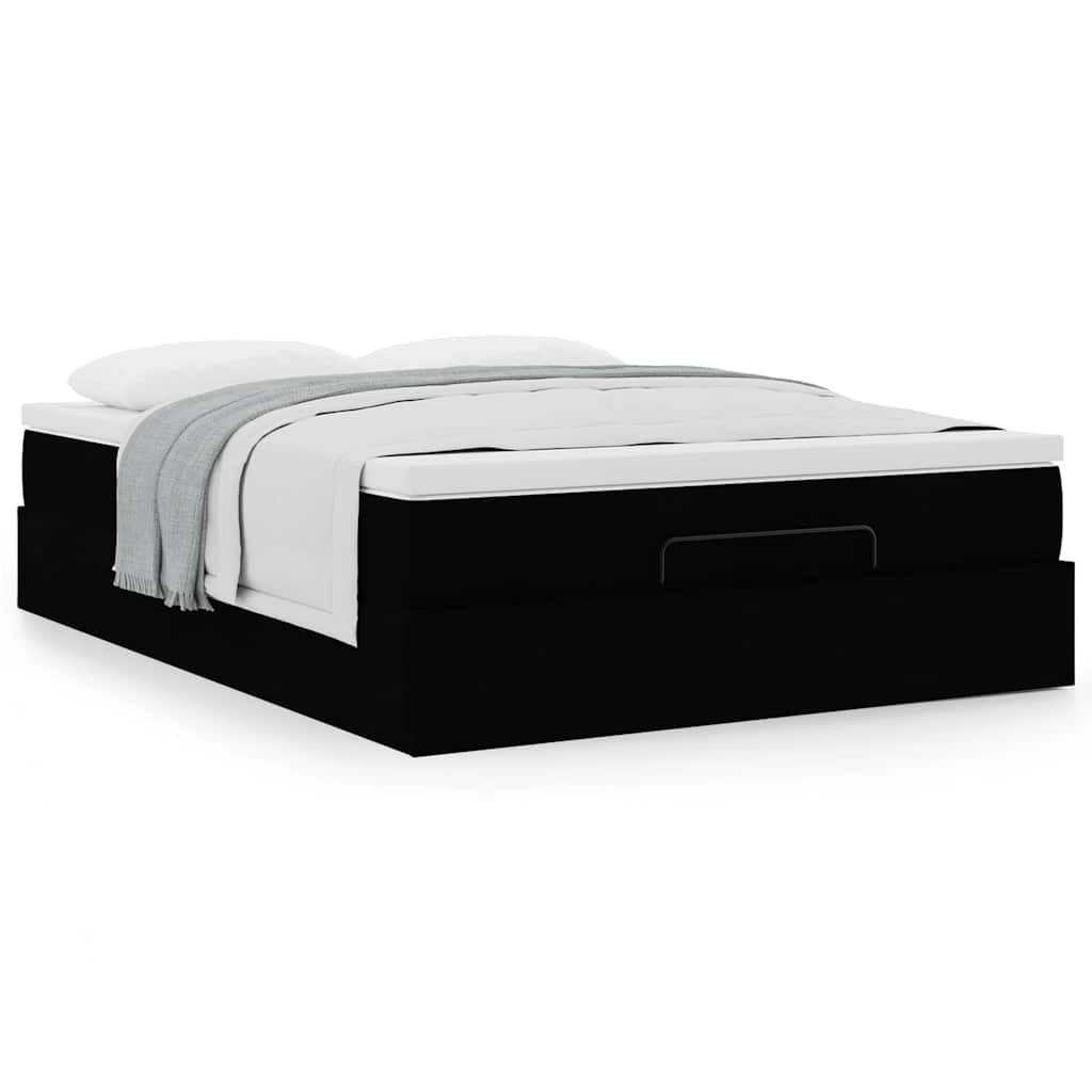 vidaXL Ottoman-Bett mit Matratze Schwarz 140x190 cm Stoff