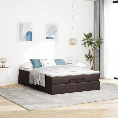 vidaXL Ottoman-Bett mit Matratze Dunkelbraun 140x190 cm Stoff