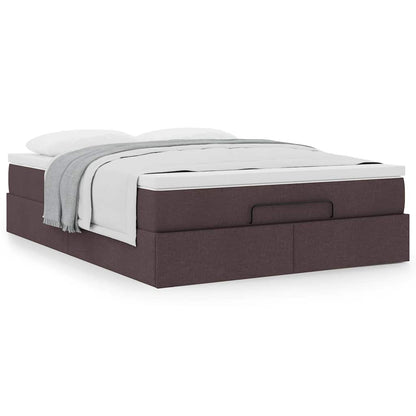 vidaXL Ottoman-Bett mit Matratze Dunkelbraun 140x190 cm Stoff