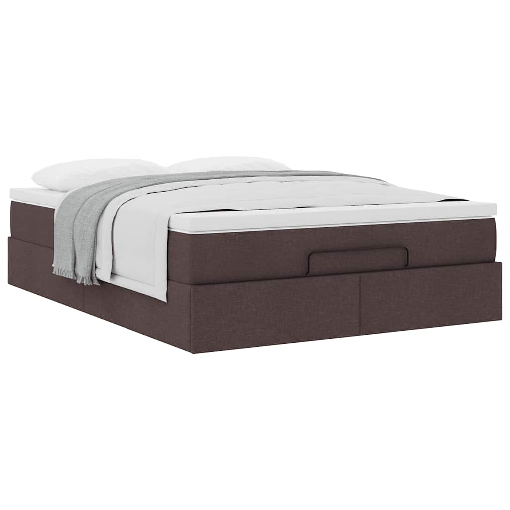 vidaXL Ottoman-Bett mit Matratze Dunkelbraun 140x190 cm Stoff