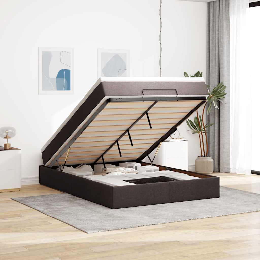 vidaXL Ottoman-Bett mit Matratze Dunkelbraun 140x190 cm Stoff