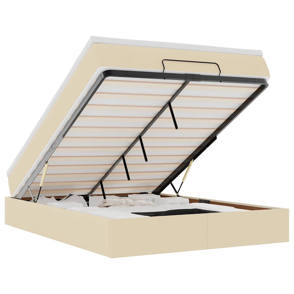 Ottoman-Bett mit Matratze Creme 140x190 cm Stoff