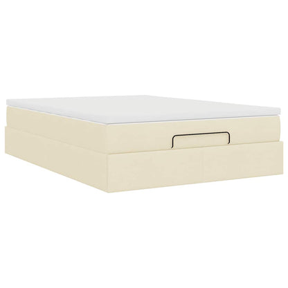 Ottoman-Bett mit Matratze Creme 140x190 cm Stoff