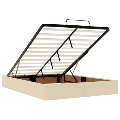 Ottoman-Bett mit Matratze Creme 140x190 cm Stoff