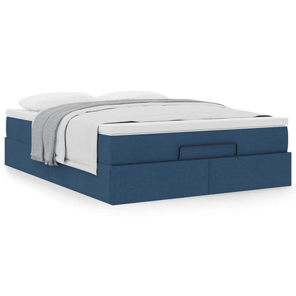 vidaXL Ottoman-Bett mit Matratze Blau 140x190 cm Stoff