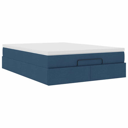 vidaXL Ottoman-Bett mit Matratze Blau 140x190 cm Stoff