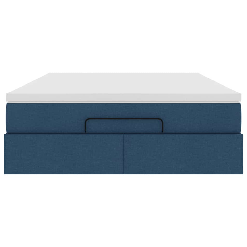 vidaXL Ottoman-Bett mit Matratze Blau 140x190 cm Stoff
