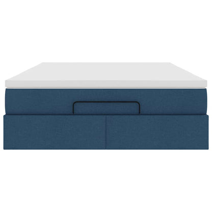 vidaXL Ottoman-Bett mit Matratze Blau 140x190 cm Stoff