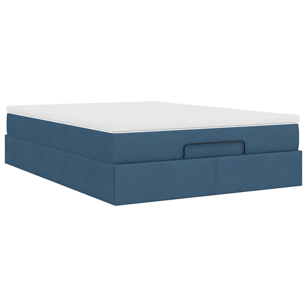 vidaXL Ottoman-Bett mit Matratze Blau 140x190 cm Stoff