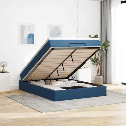 vidaXL Ottoman-Bett mit Matratze Blau 140x190 cm Stoff