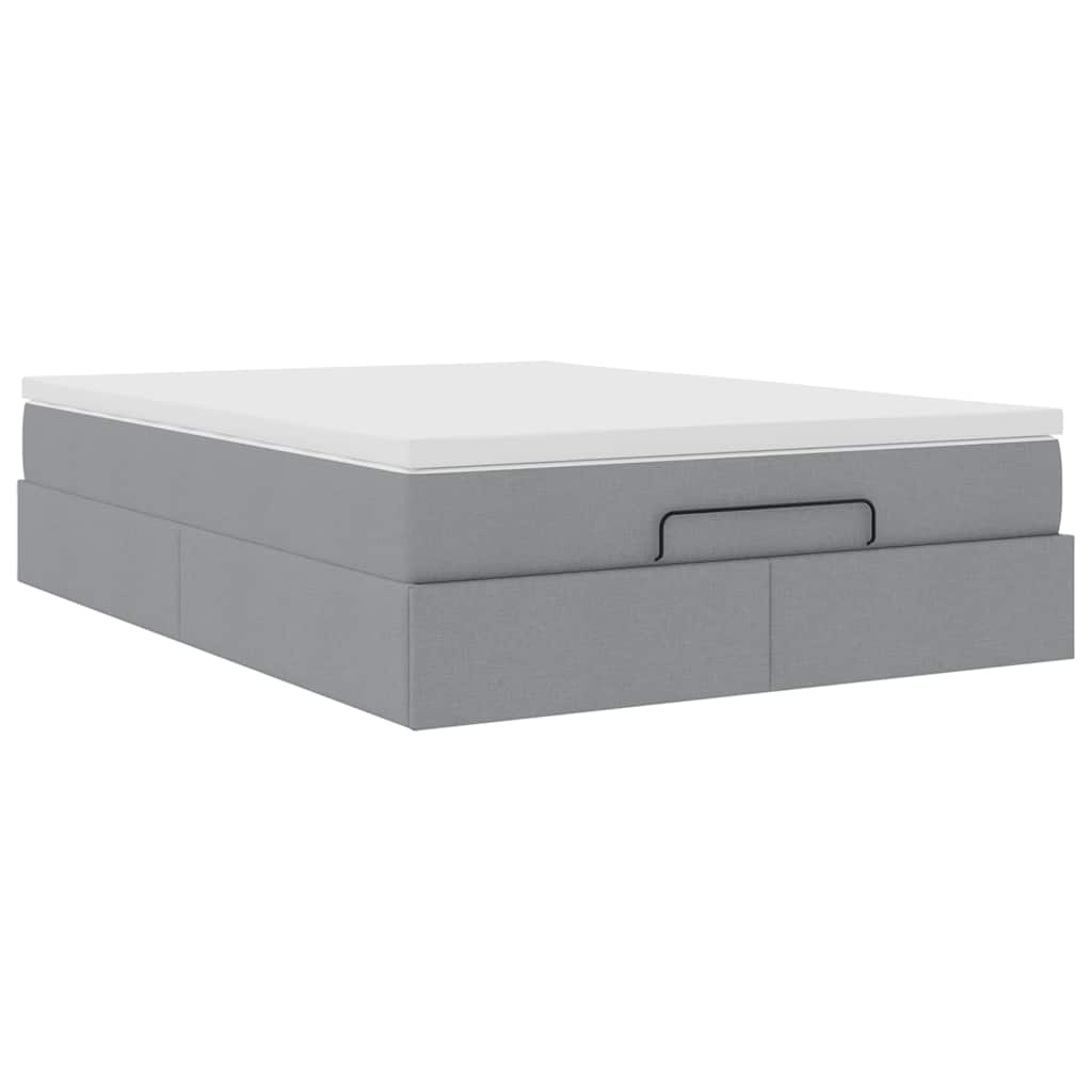 vidaXL Ottoman-Bett mit Matratze Hellgrau 140x200 cm Stoff