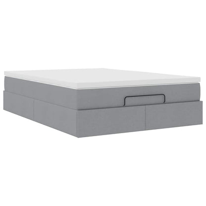 vidaXL Ottoman-Bett mit Matratze Hellgrau 140x200 cm Stoff