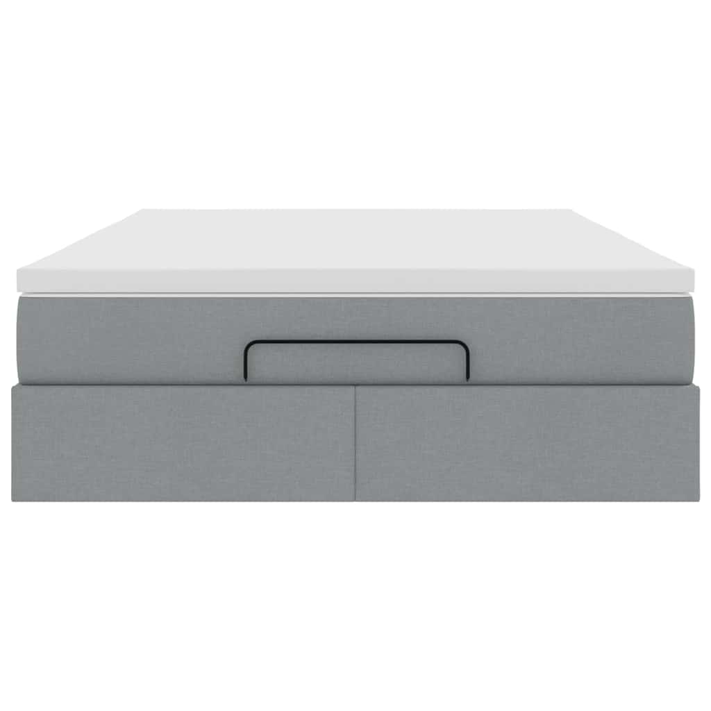 vidaXL Ottoman-Bett mit Matratze Hellgrau 140x200 cm Stoff
