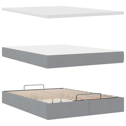vidaXL Ottoman-Bett mit Matratze Hellgrau 140x200 cm Stoff