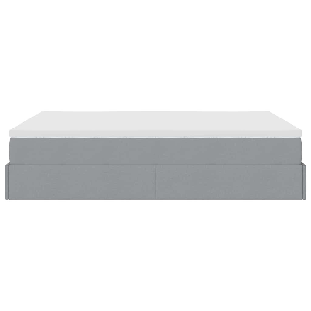 vidaXL Ottoman-Bett mit Matratze Hellgrau 140x200 cm Stoff