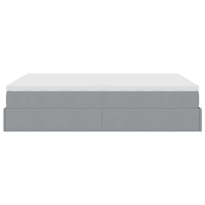 vidaXL Ottoman-Bett mit Matratze Hellgrau 140x200 cm Stoff
