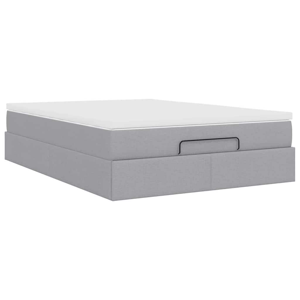 vidaXL Ottoman-Bett mit Matratze Hellgrau 140x200 cm Stoff
