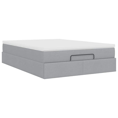 vidaXL Ottoman-Bett mit Matratze Hellgrau 140x200 cm Stoff