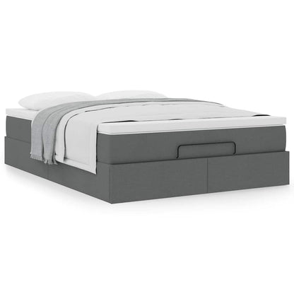 vidaXL Ottoman-Bett mit Matratze Dunkelgrau 140x200 cm Stoff