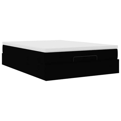 vidaXL Ottoman-Bett mit Matratze Schwarz 140x200 cm Stoff