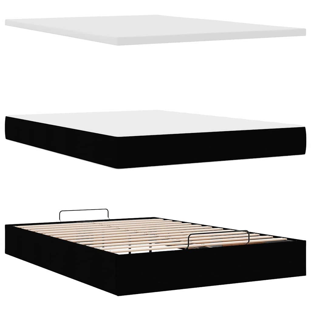 vidaXL Ottoman-Bett mit Matratze Schwarz 140x200 cm Stoff