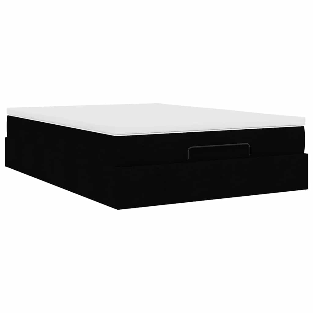 vidaXL Ottoman-Bett mit Matratze Schwarz 140x200 cm Stoff
